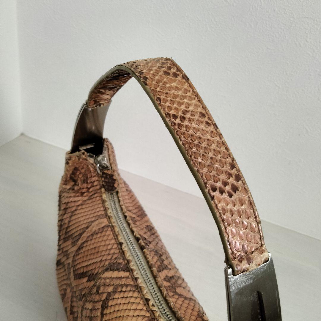 TOD'S パイソン ワンショルダーバッグ レザー ピンクベージュ