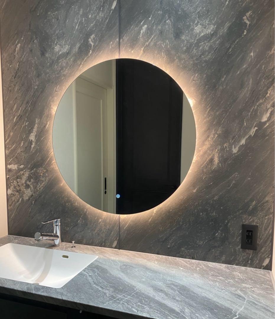 D*W様 【未使用】直径80cm 大型LEDミラー調光可・浴室/洗面所 壁掛け