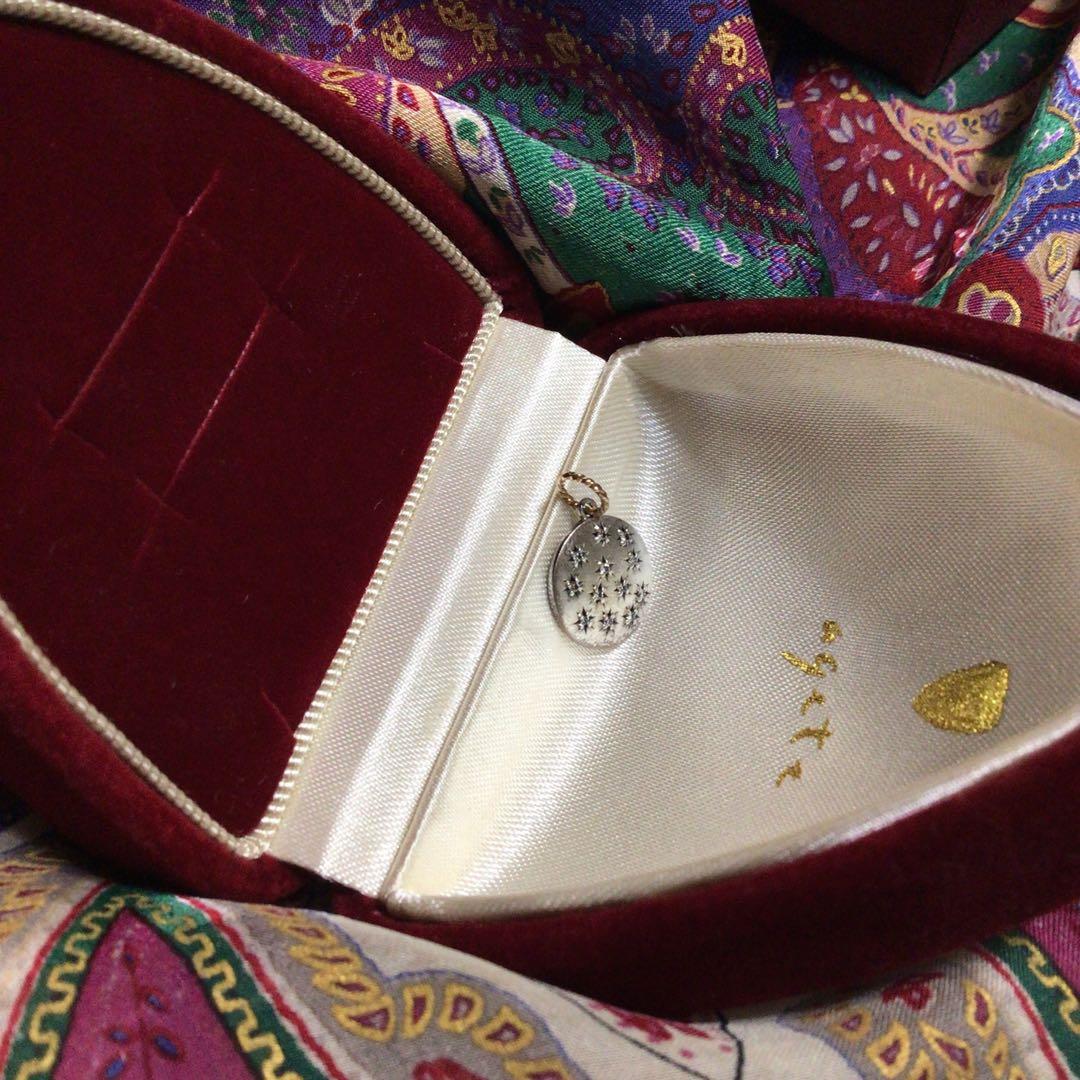 アガット　ペンダントトップ　チャーム　シルバー　Ｋ10 ダイヤ0.06カラット