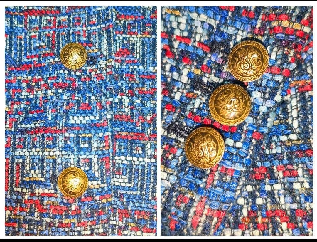 希少 極美品 エトロ ツイード 金ボタン ジャケット M ネックレス付