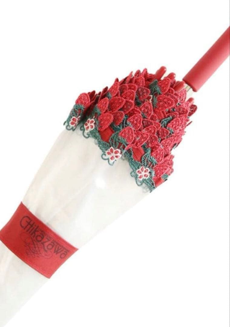 【ストロベリー】近沢レース ハッピーレースアンブレラ 春摘みいちご レッド