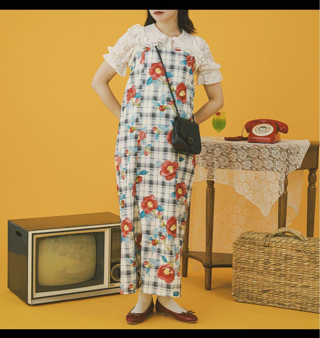 【クティールとレトロ】2wayレトロ浴衣セット 花柄チェックカーディガン風浴衣