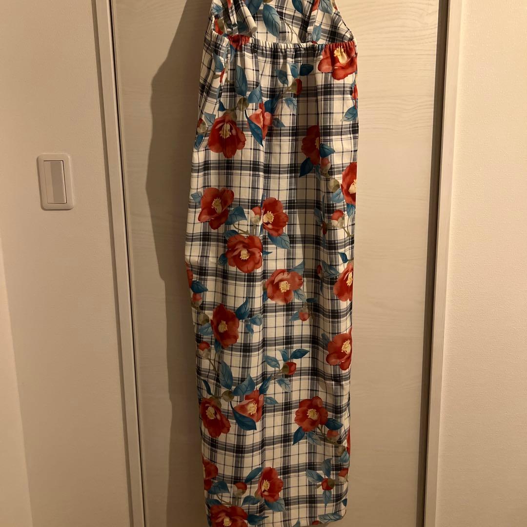 【クティールとレトロ】2wayレトロ浴衣セット 花柄チェックカーディガン風浴衣