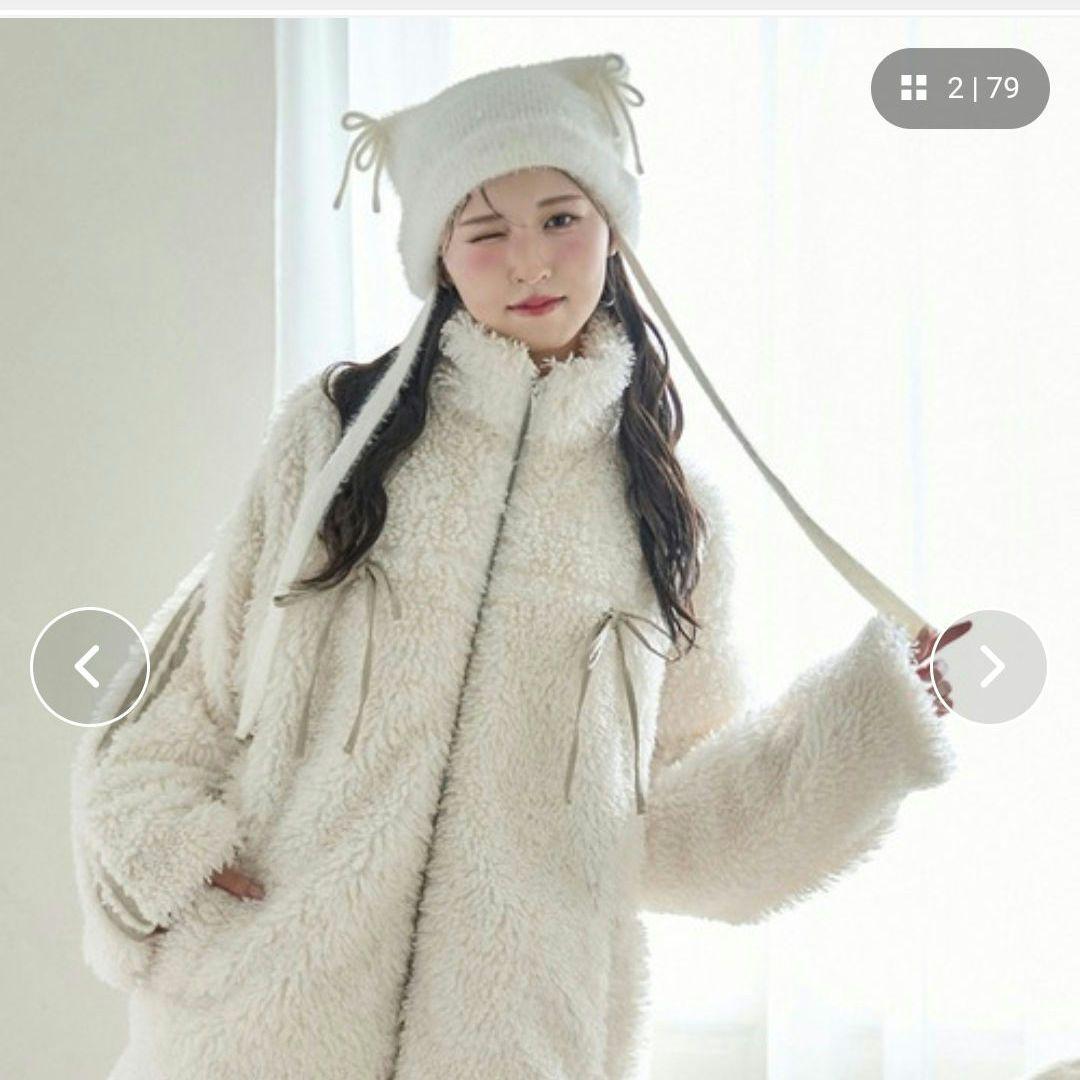 oneafteranother NICECLAUPサイドラインリボンボアブルゾン