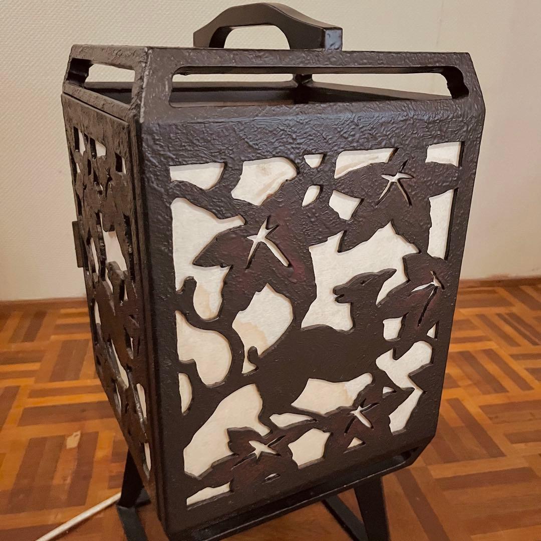 置行灯 フロアランプ 鹿と紅葉 和風照明 古小物 古道具 アンティーク 骨董