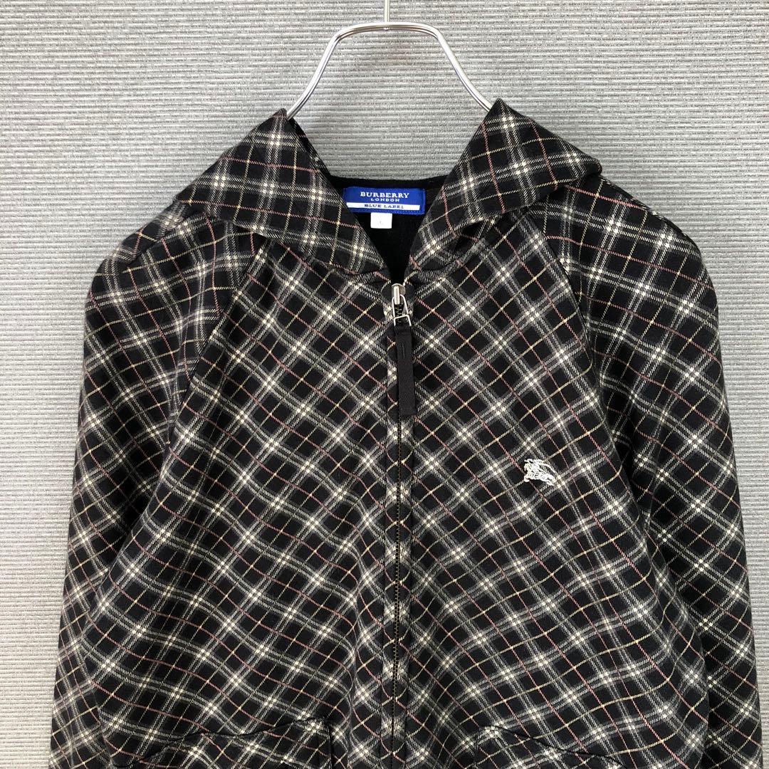 BURBERRY ブラックノバチェック ホースロゴ刺繍 パーカー 38