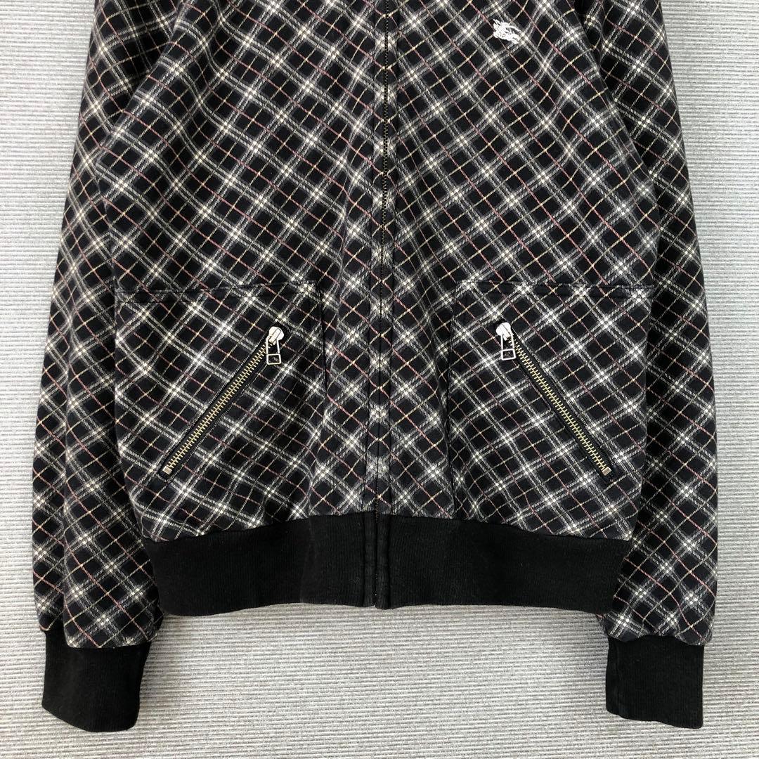 BURBERRY ブラックノバチェック ホースロゴ刺繍 パーカー 38