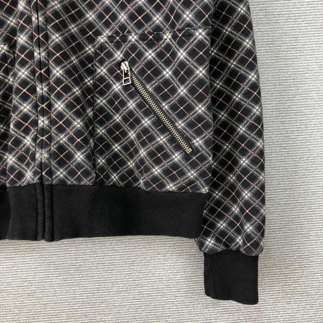 BURBERRY ブラックノバチェック ホースロゴ刺繍 パーカー 38