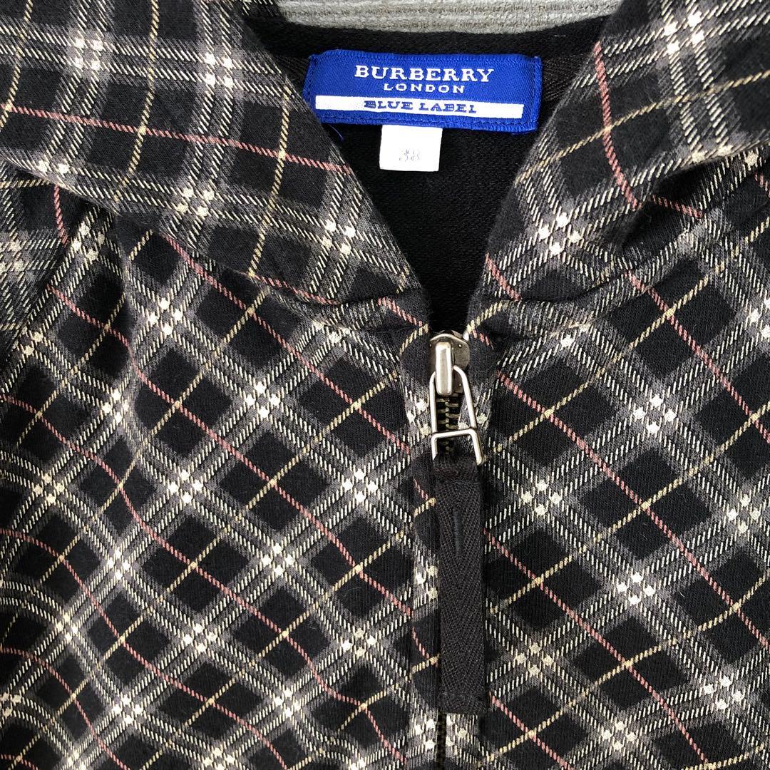 BURBERRY ブラックノバチェック ホースロゴ刺繍 パーカー 38