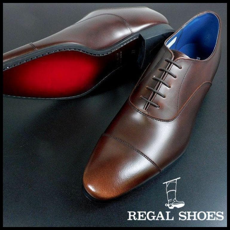 ポン太　新品 REGAL リーガル 27cm 茶 内羽根 ストレートチップ