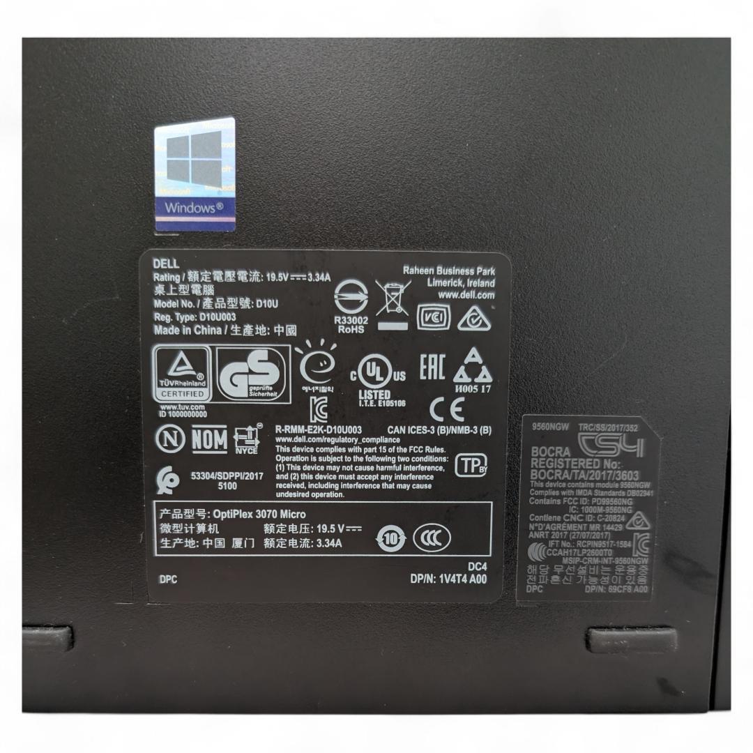 【完動中古品】Dell OptiPlex 3070 Micro Core-i3