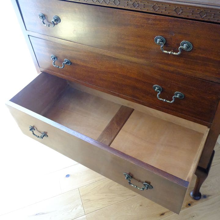 マホガニー材　美品　英国アンティーク　収納箪笥