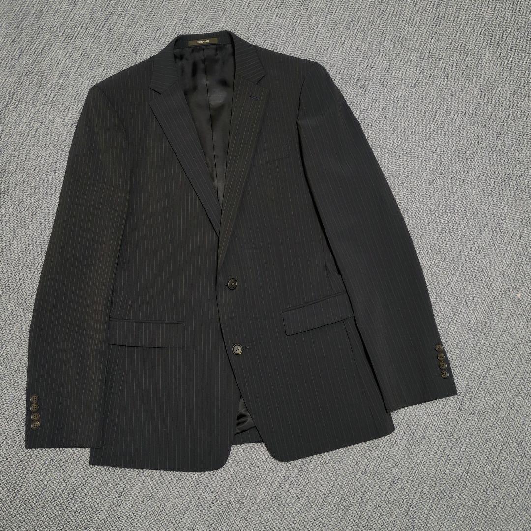 【美品】コムサメン　シングルストライプスーツセットアップ濃紺 サイズLL