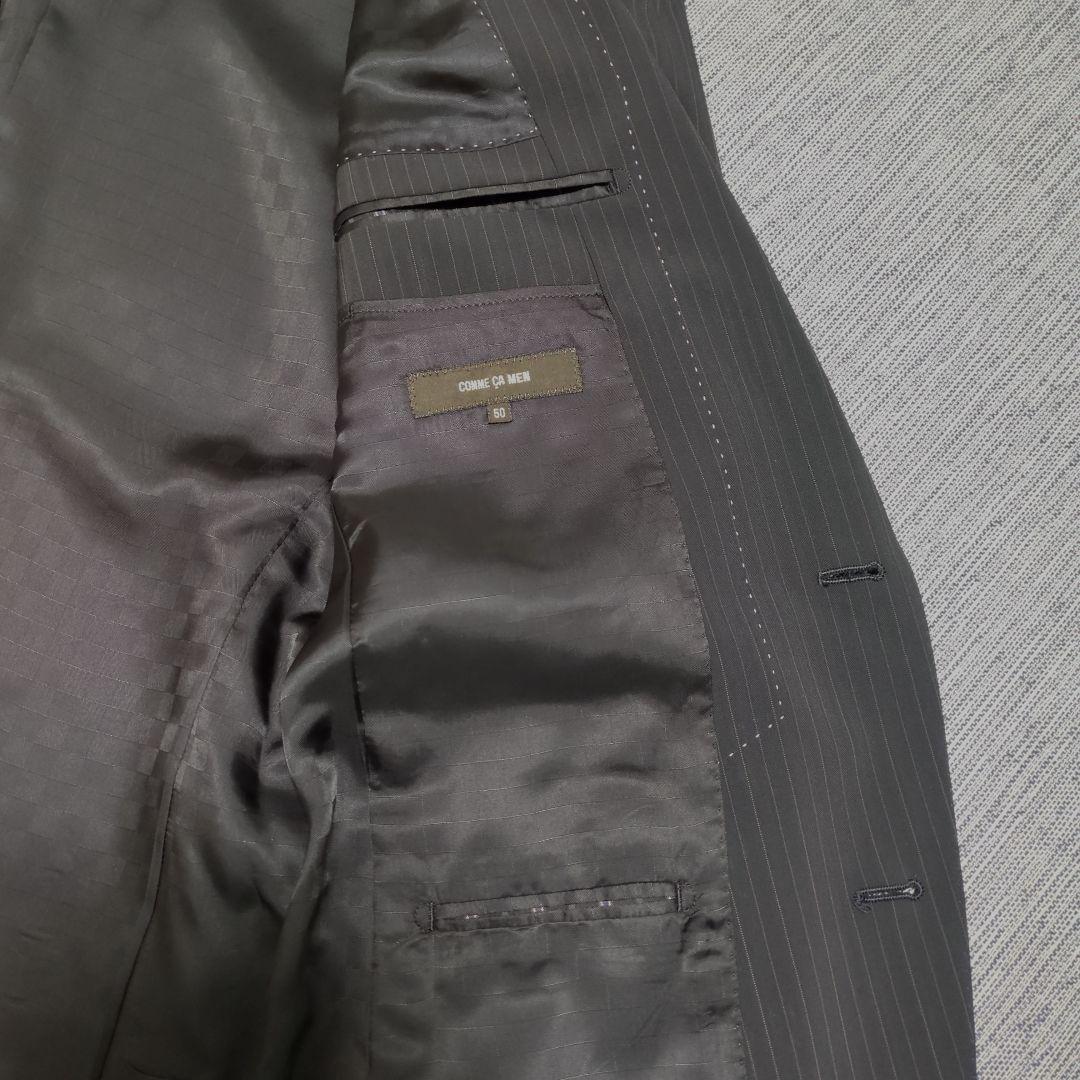 【美品】コムサメン　シングルストライプスーツセットアップ濃紺 サイズLL