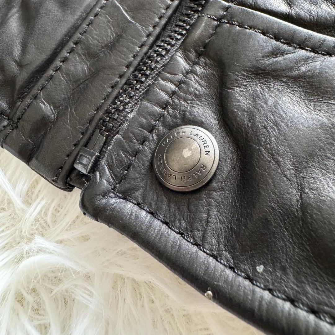 タグ付き【ポロラルフローレン】ライダース　Mサイズ　黒　定価約14万円