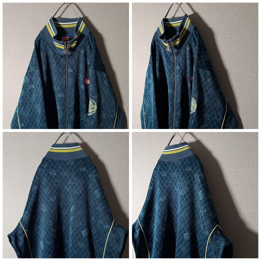 人気Lサイズ★オニツカタイガー トラックジャケット スリーブロゴ 総柄 刺繍 虎