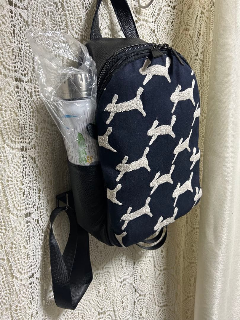 51112Aミナペルホネンハーフハンドメイド 本革リュックrun run run