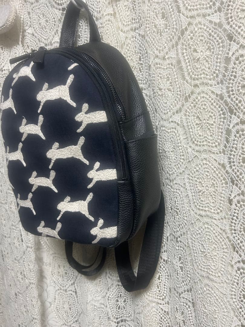 51112Aミナペルホネンハーフハンドメイド 本革リュックrun run run