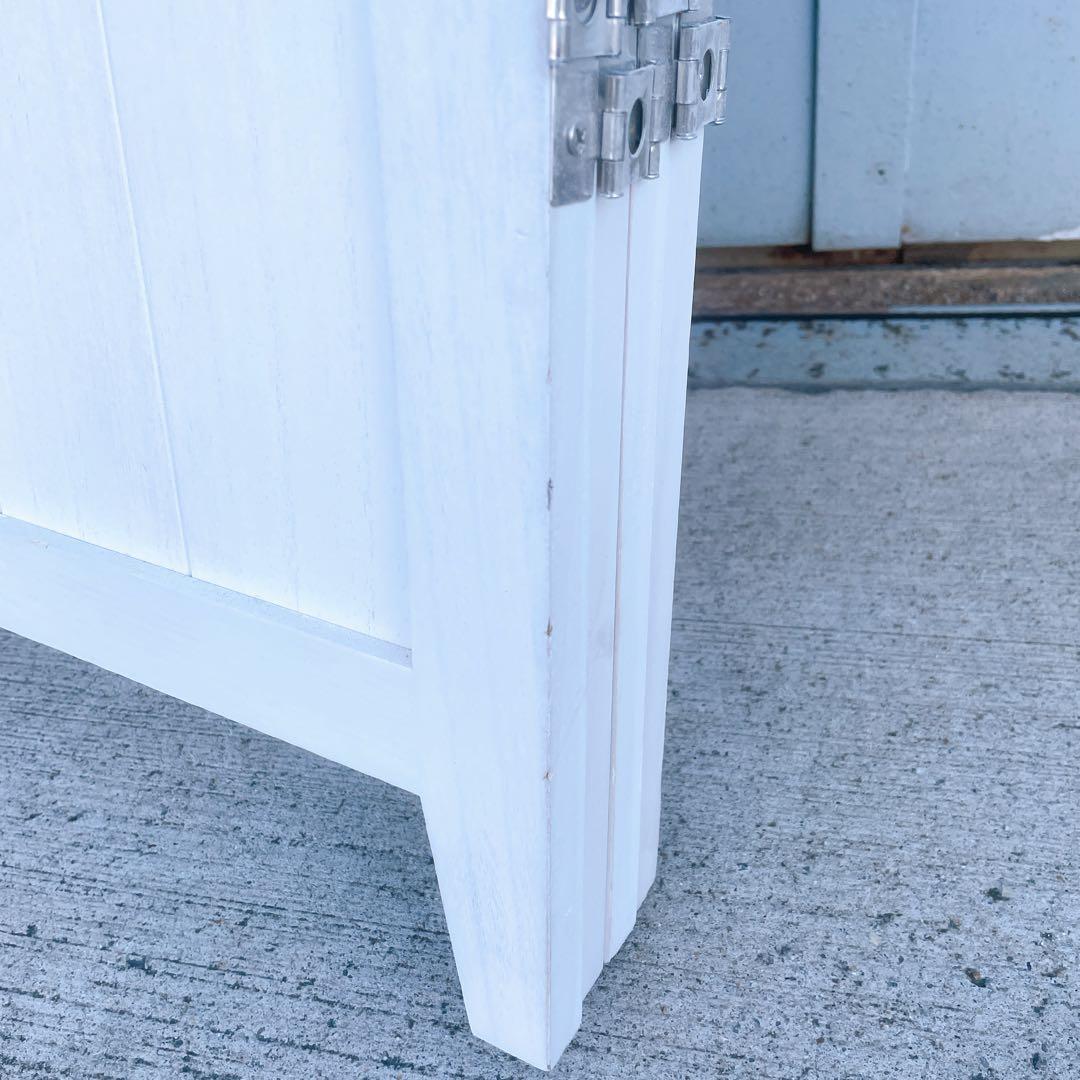 【美品/送料込】北欧風 木製4連パーテーション 衝立 白家具 間仕切り