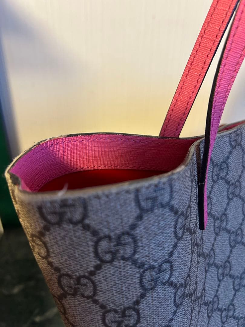 GUCCI リボン付きトートバッグ ベージュ/ピンク