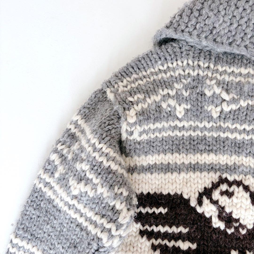 KANATA カナタ カウチン ニットジャケット イーグル ダブルジップ ウール