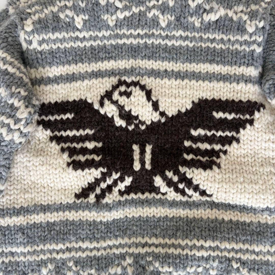 KANATA カナタ カウチン ニットジャケット イーグル ダブルジップ ウール