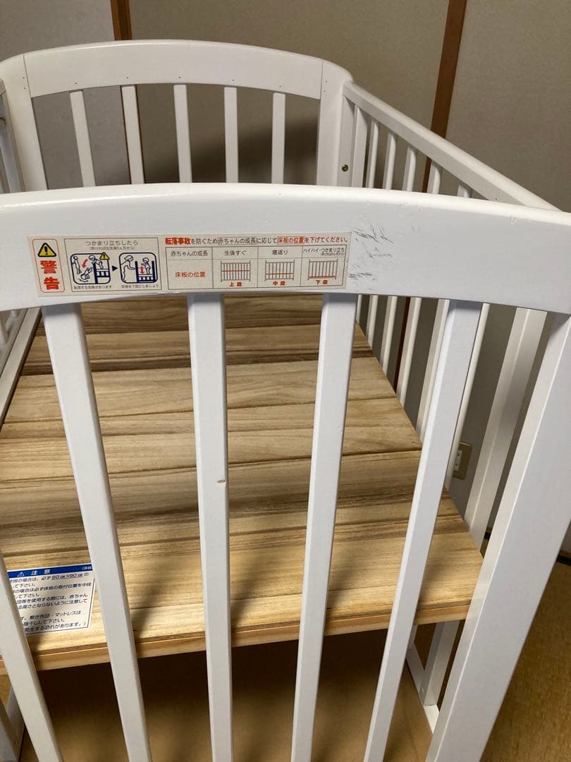 ※手渡し限定　KATOJI ミニベビーベッドハイタイプ　ベッドガード&メリー付