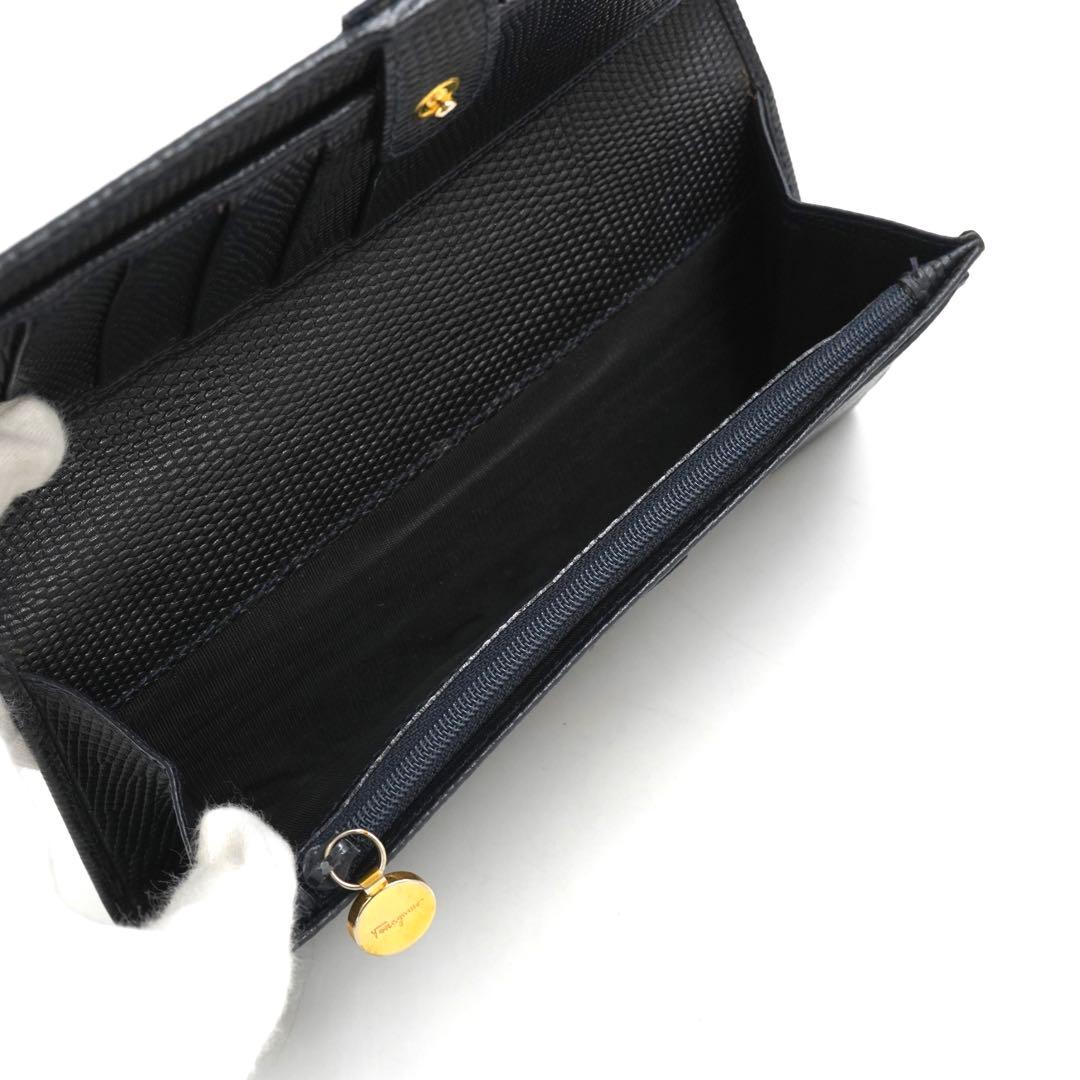 ✨プレゼント梱包✨　Ferragamo 長財布　ヴァラリボン　リザード