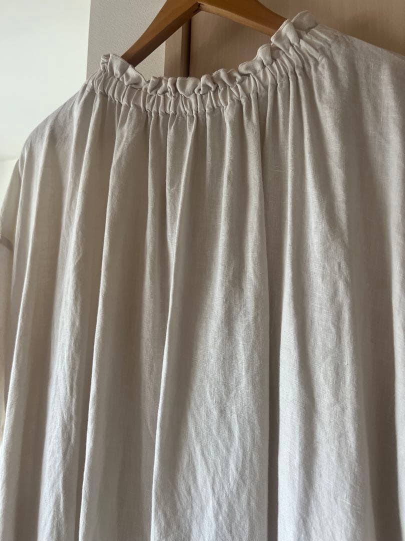 nestRobe リネン シャーリングネックワンピース