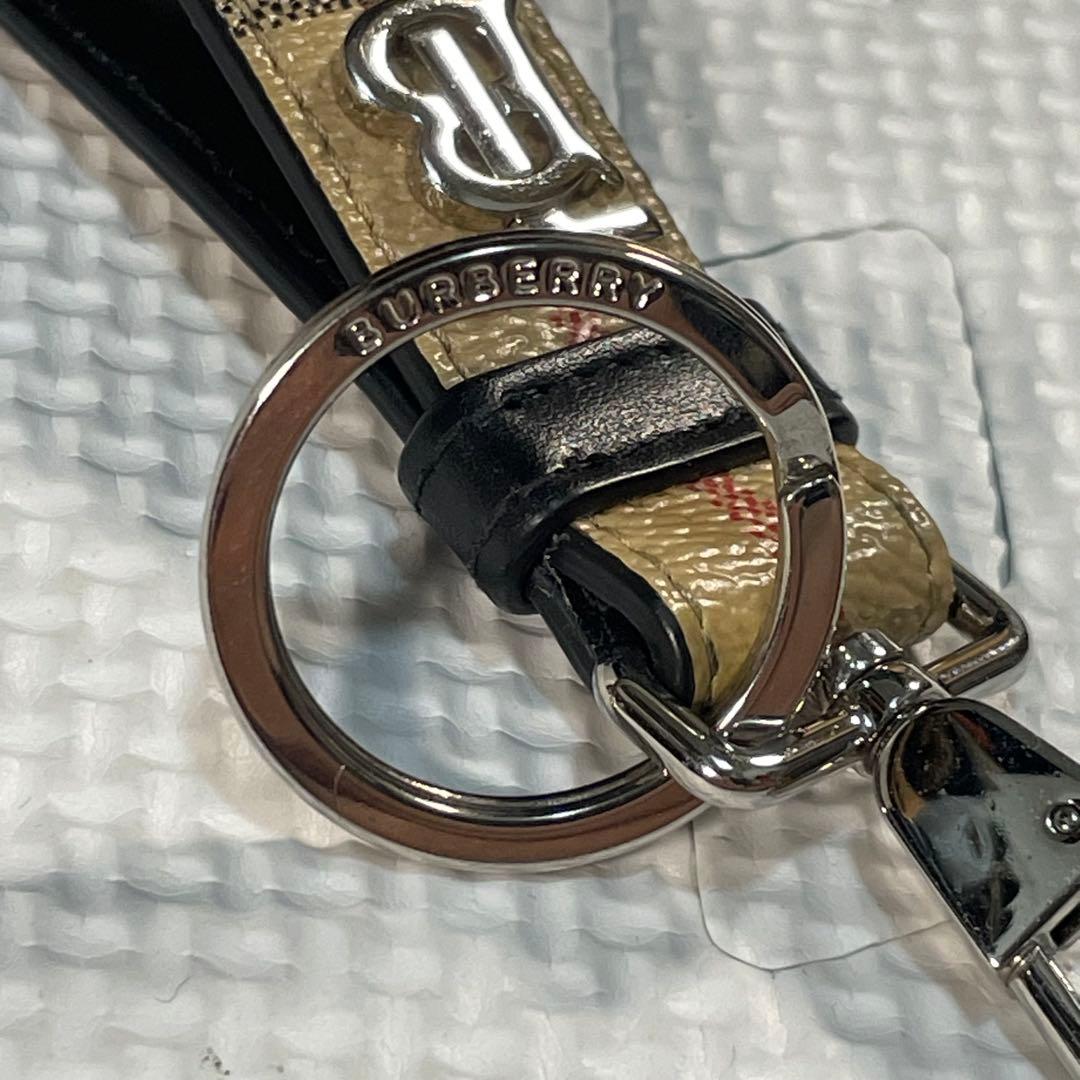 2回使用の極美品 バーバリー ノバチェック TB レザー キーリング ストラップ