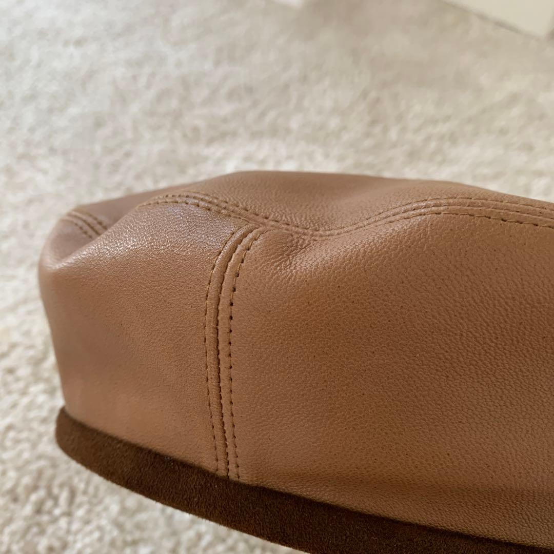 FUMIKA UCHIDA ベレー帽 ブラウン レザー　美品