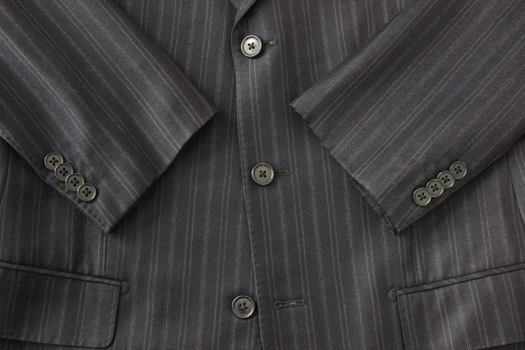 04【美品】ミツミネ × ゼニア スーツ A5 メンズ M 濃紺ブルーストライプ