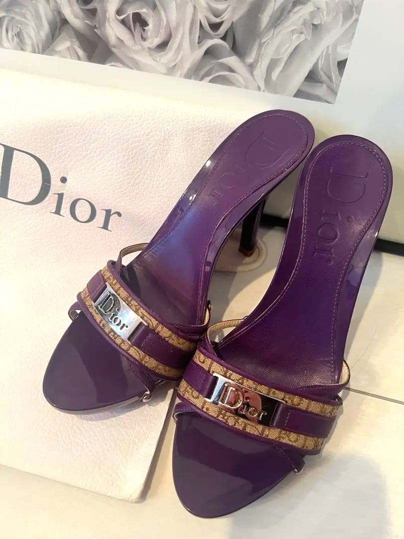 超美品Christian Diorトロッターロゴプレートミュール38 24cm