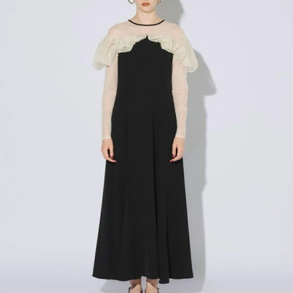 【DONOBAN / ANDRESD】 フリルフレア ドレス 結婚式 S