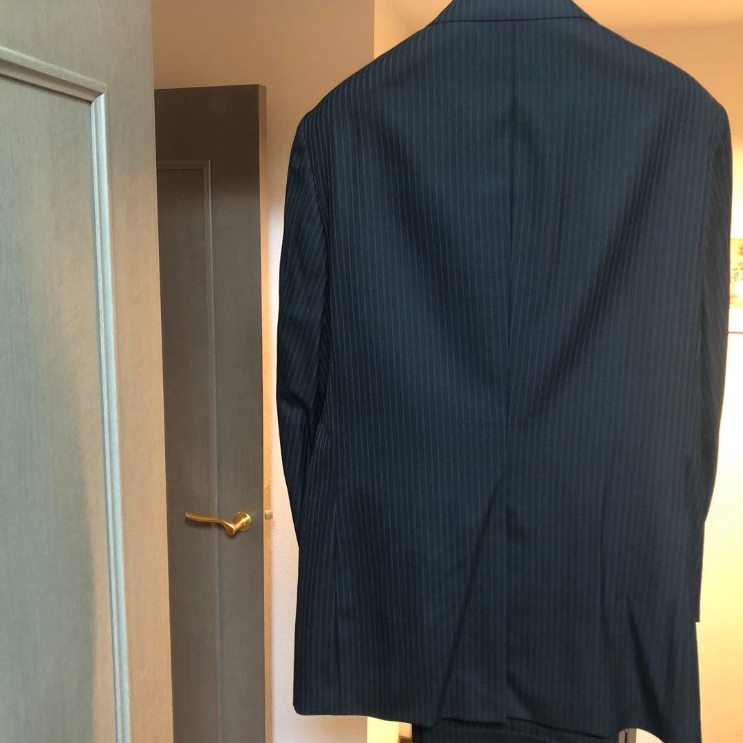 リクエス値下ほぼ未使用日本製DURBANチャコールグレーストライプ スーツAB5