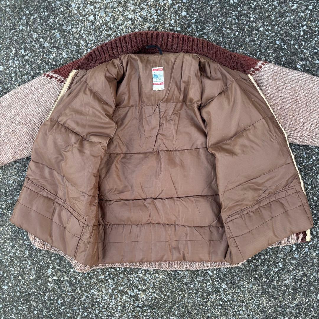 70年代 FROSTLINE カウチンセーター ライナーダウン付き タロンジップ