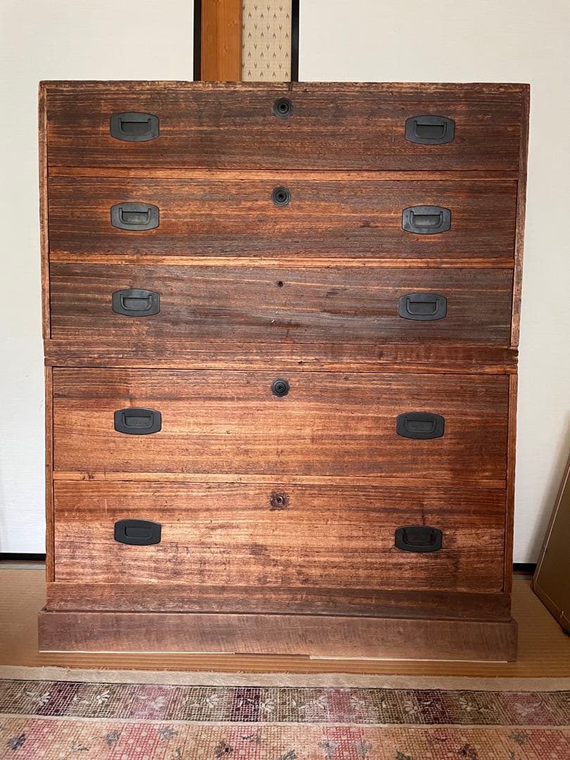 桐箪笥　5段　2+3段　レトロ　アンティーク　チェスト　和箪笥