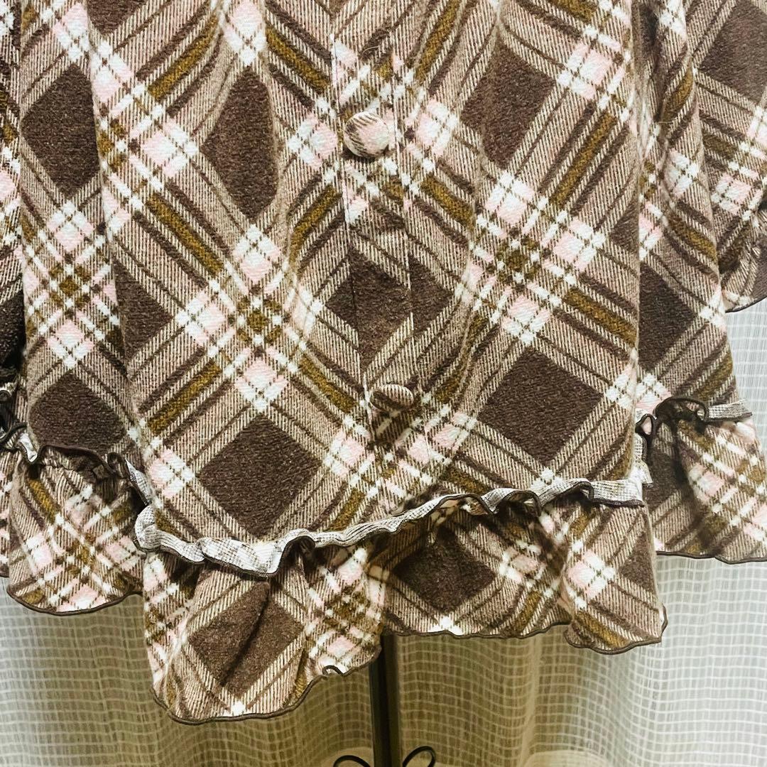 00s 希少　LIZLISA✨（リズリサ）茶色チェック オフショルワンピース