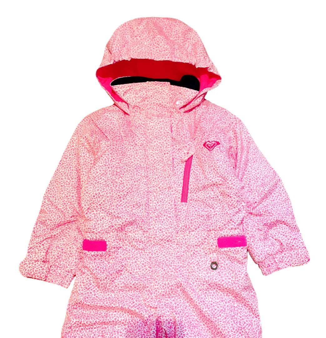 ロキシー キッズ スノボウェア スキーウェア ジャンプスーツ ヒョウ柄 ピンク