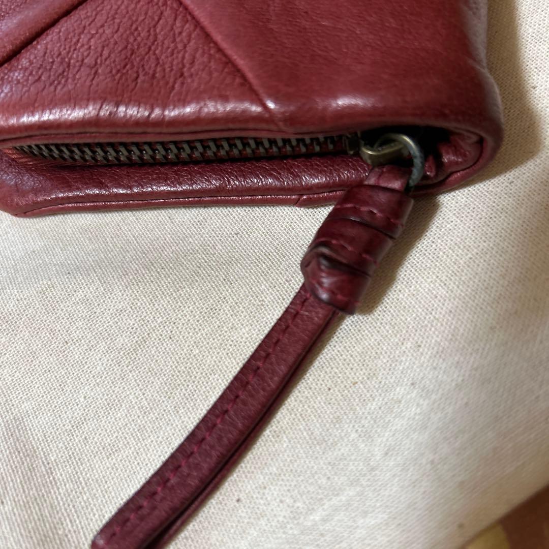 ゲンテン　レザー長財布　パッチワーク　エンジ 約21✖️11✖️3.５ｃｍ　希少