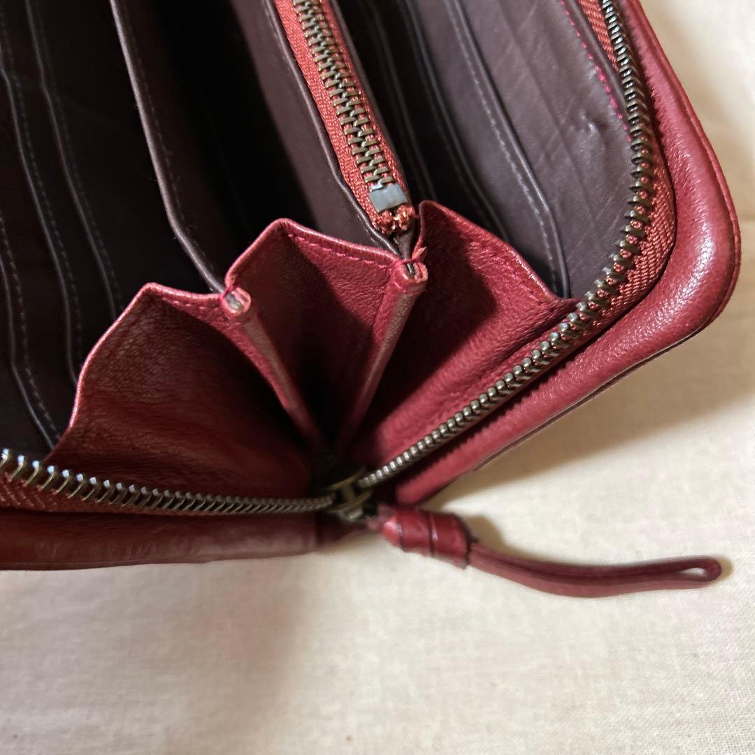 ゲンテン　レザー長財布　パッチワーク　エンジ 約21✖️11✖️3.５ｃｍ　希少