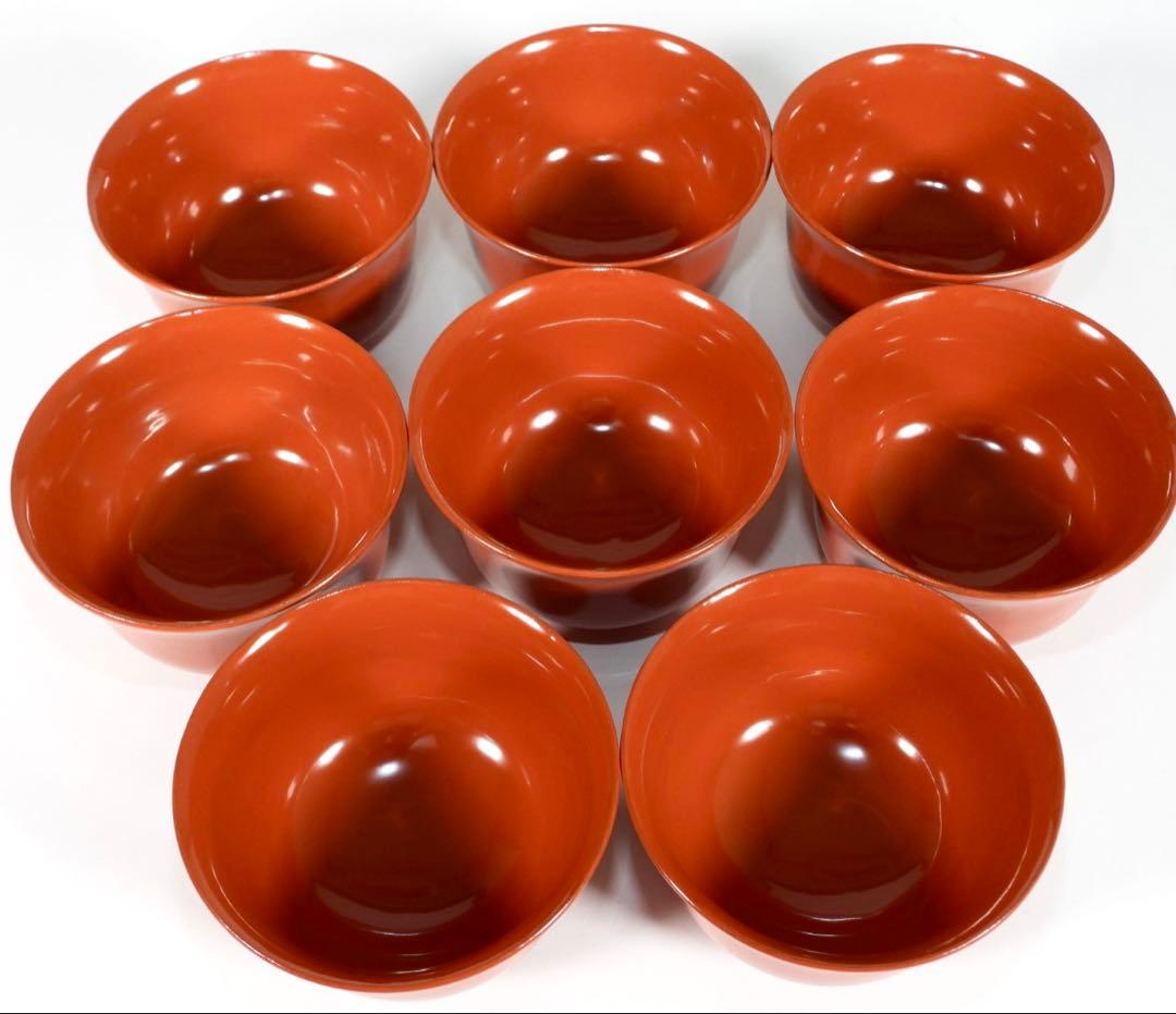 金蒔絵 木製 繪津塗 漆器 印章付吸物碗 汁椀 蓋碗 8客セット