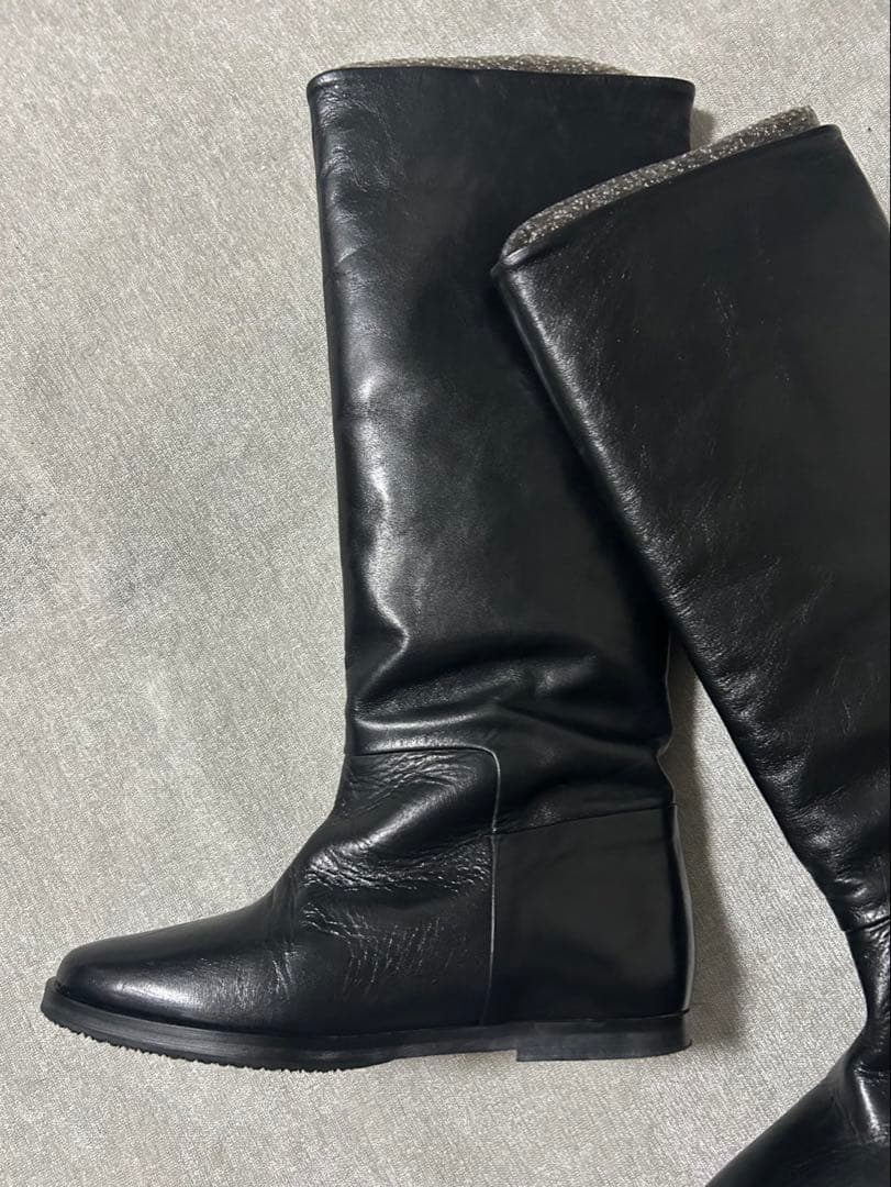 美品　REMME ブレンタ38 ブラックレザー　本革　ロングブーツ インヒール