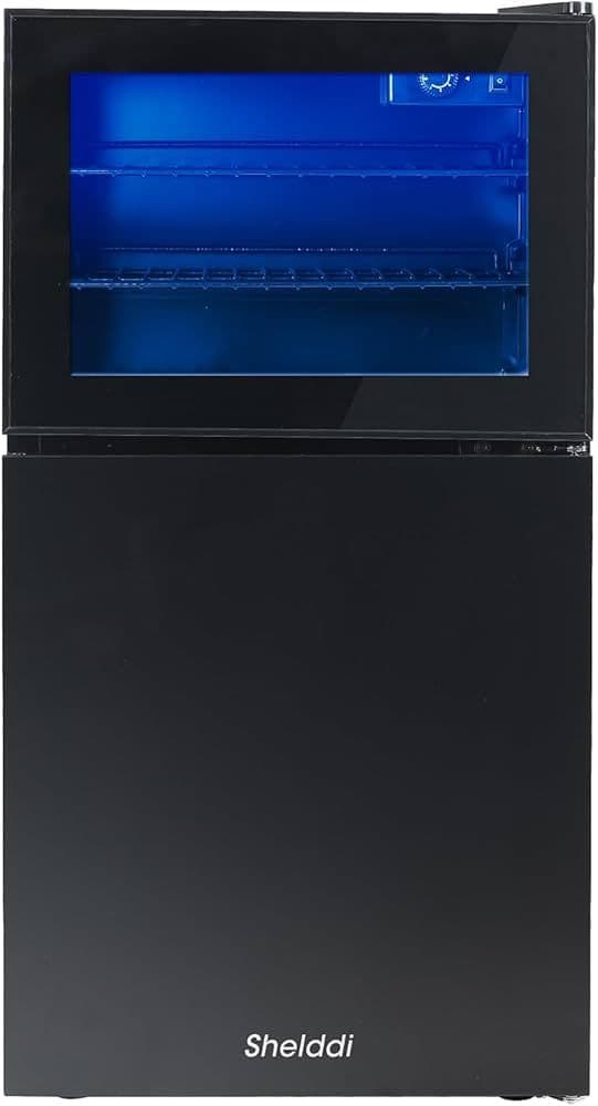 小型冷蔵庫冷凍庫 80L 幅44.5 透明ガラスドア 静音 省エネ 左開き