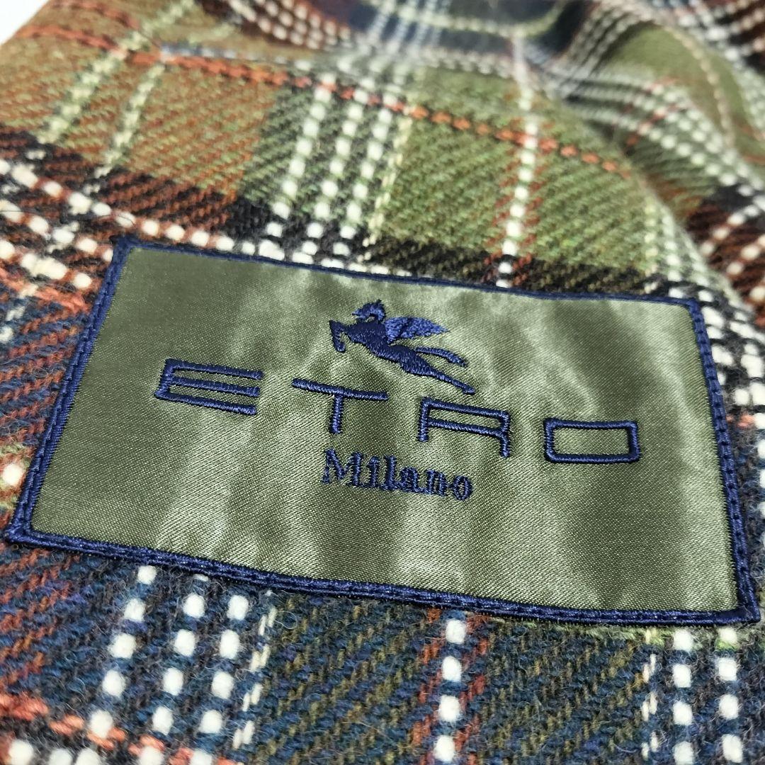 美品✨️ ETRO テーラードジャケット チェック柄 総柄 ウール 48