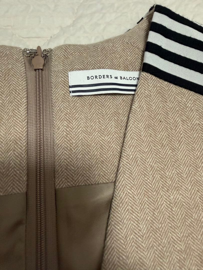 美品　ボーダーズアットバルコニー WOOL HERRINGBONE DRESS