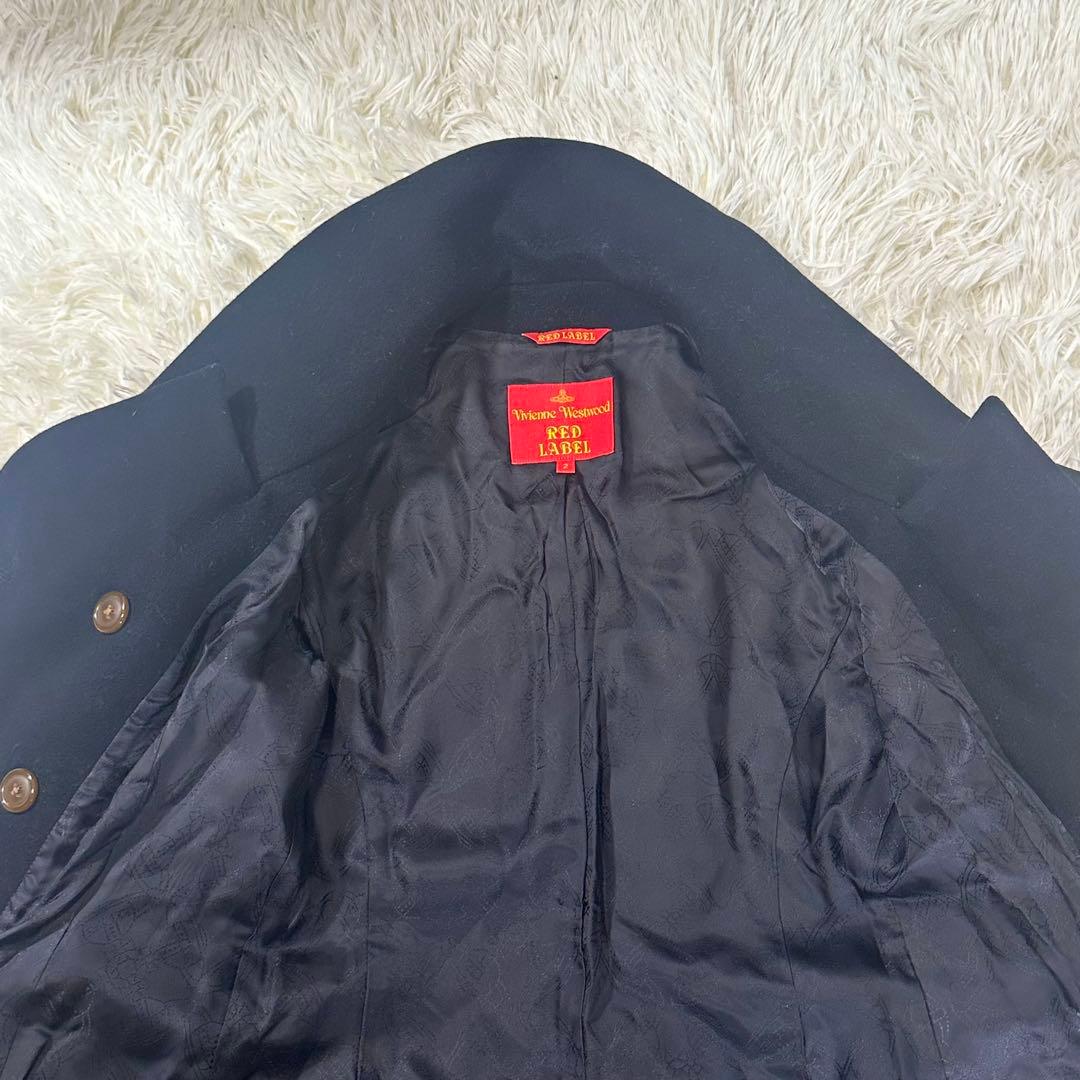 ヴィヴィアンウエストウッドレッドレーベルピーコートオーブボタンブラック総柄 2