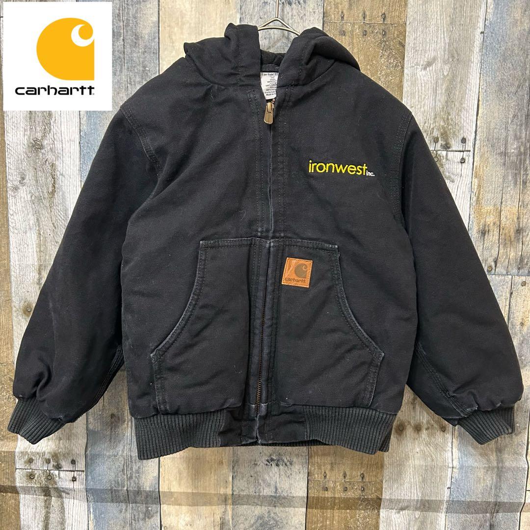 Carhartt アクティブジャケット　ダック生地　企業ロゴ　ブラック