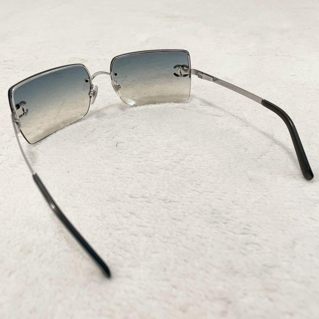美品✨CHANEL シルバー グラデーション サングラス　ココマーク　リムレス
