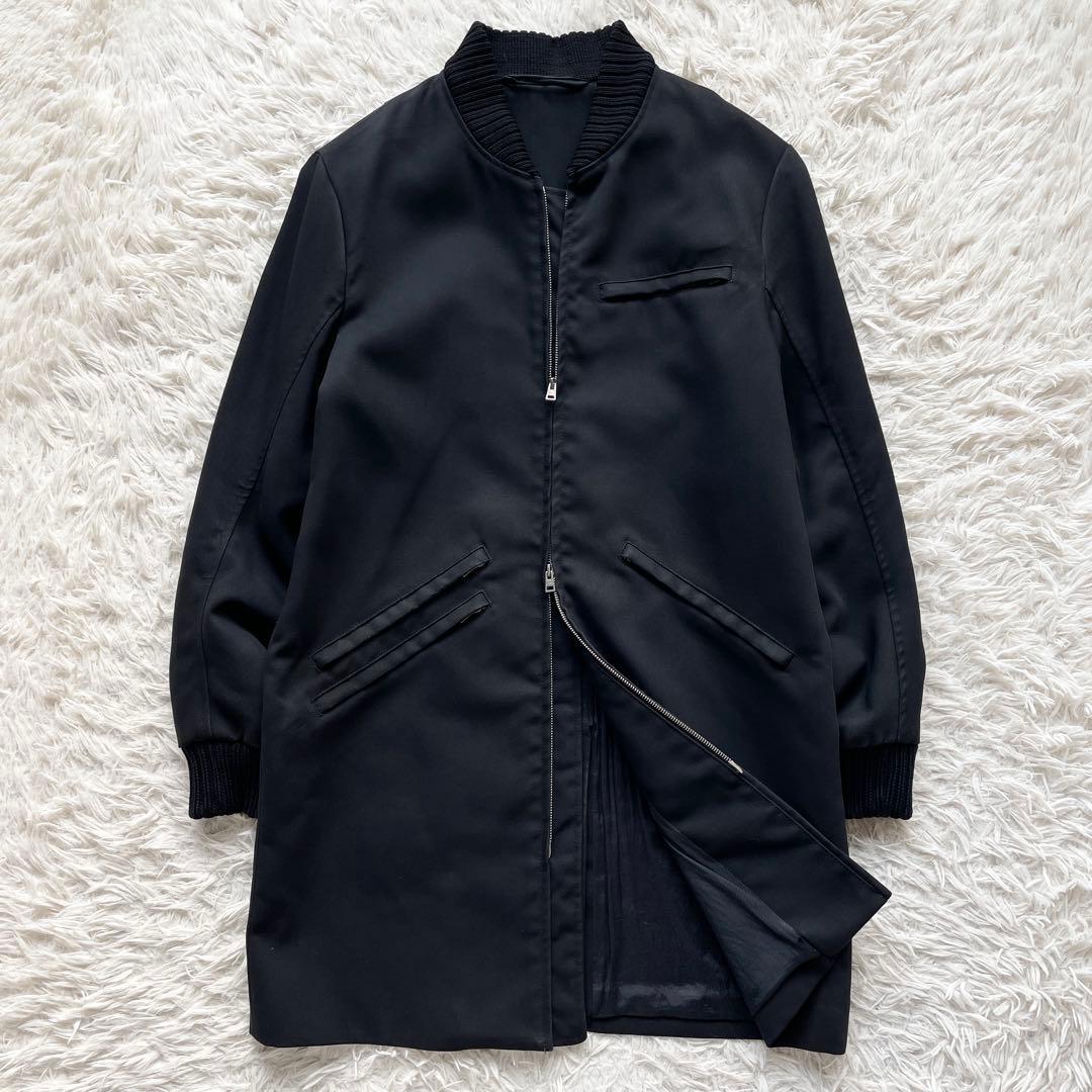 MARNI ロング丈 MA-1コート ブルゾン ロゴ刻印ダブルジップ ブラック